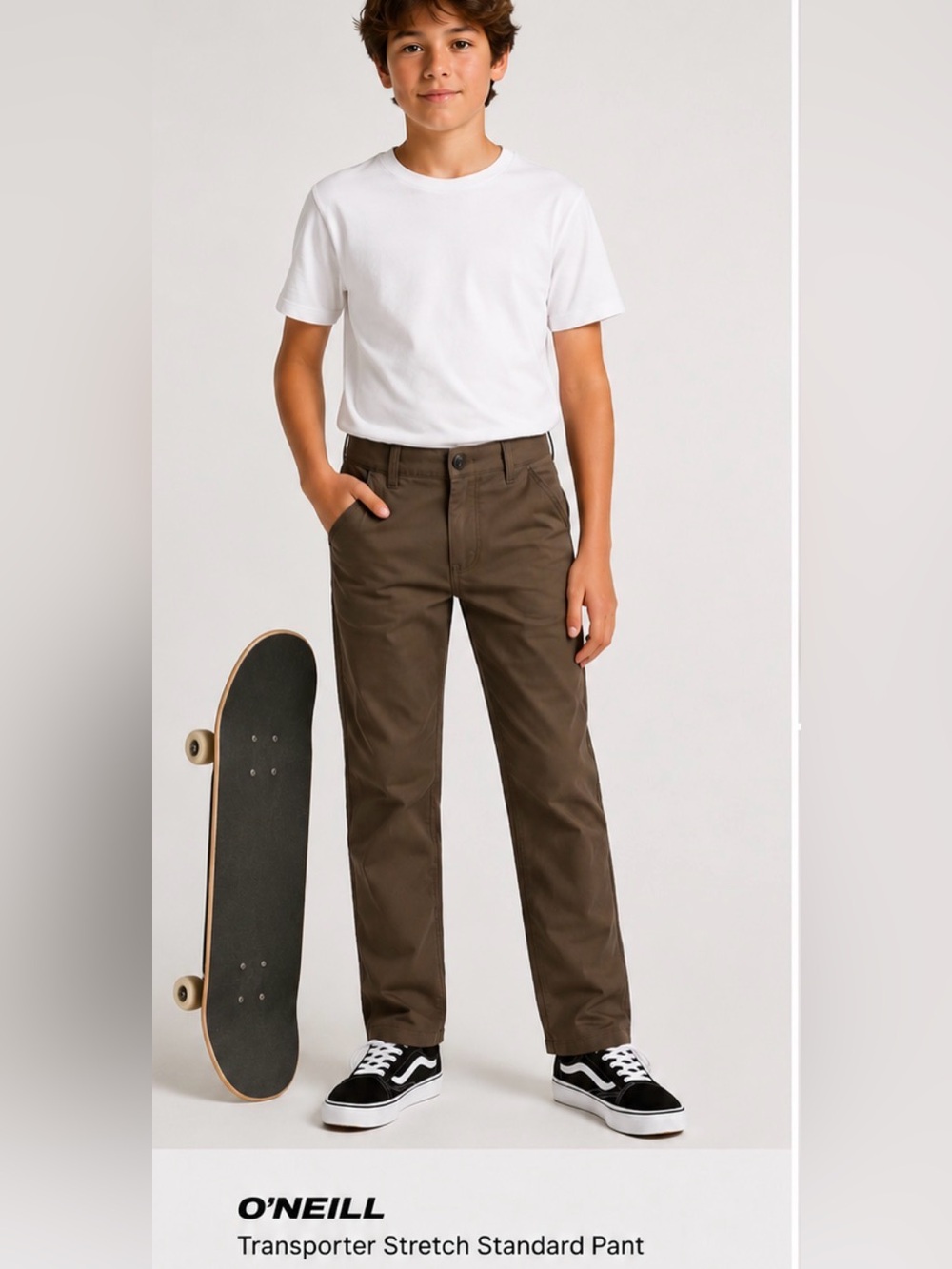 O’Neill Youth Boys 23 Waist Brown Transporter Stretch Standard Pant Skater/Sport